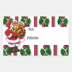 Sticker Rectangulaire Tag cadeau de Noël Père Noël
