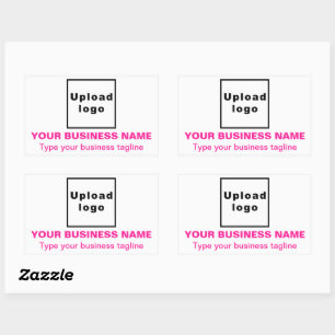 Sticker Rectangulaire Tagline de l'entreprise Textes roses sur blanc