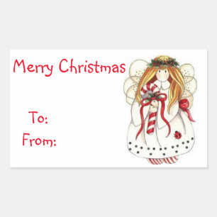 Sticker Rectangulaire Tags cadeaux de Noël/Stickers Rectangle/Angel