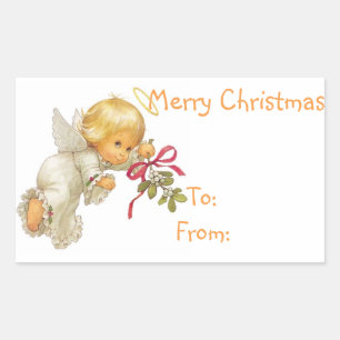 Sticker Rectangulaire Tags cadeaux de Noël/Stickers Rectangle/Angel