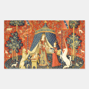 Sticker Rectangulaire Tapisseries Unicorne Lady Legend Médiéval