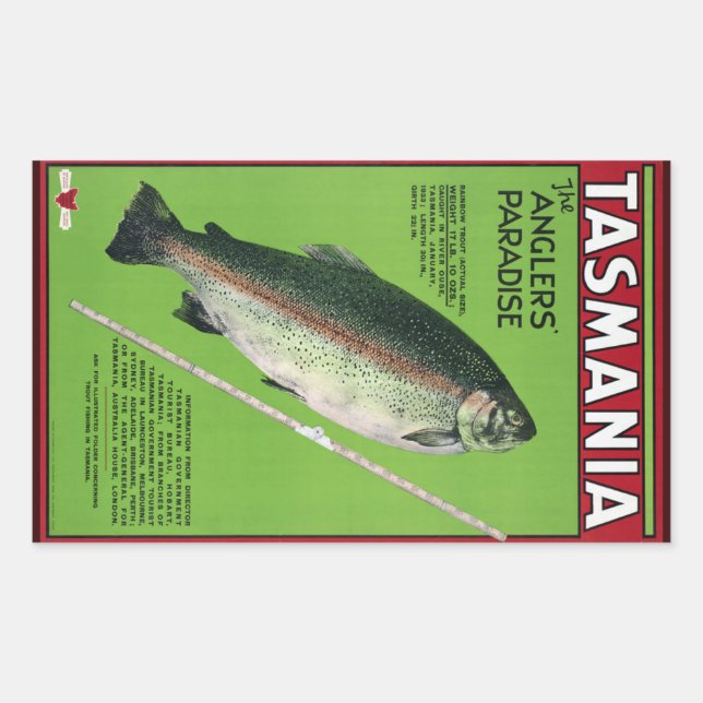Sticker Rectangulaire Tasmanie ~ Le paradis des Anglais (Devant)