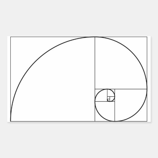 Sticker Rectangulaire Taux d'or de la spirale de Fibonacci (Devant)