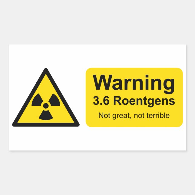 Sticker Rectangulaire Tchernobyl 3.6 Roentgens : Pas grand, pas terrible (Devant)