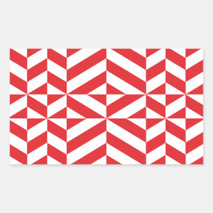 Sticker Rectangulaire Tchry Red Geometric Deco Cube Pattern
