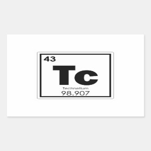 Sticker Rectangulaire Technetium élément chimique symbole chimie formu
