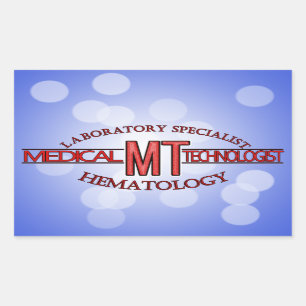 STICKER RECTANGULAIRE TECHNOLOGIE MÉDICALE DE L'HÉMATOLOGIE LAB MT