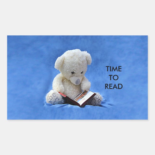 Sticker Rectangulaire Teddy Bear Time to Read Rectangle Sticker, ZKA (Devant)