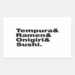Sticker Rectangulaire Tempura & Ramen & Onigiri & Sushi.