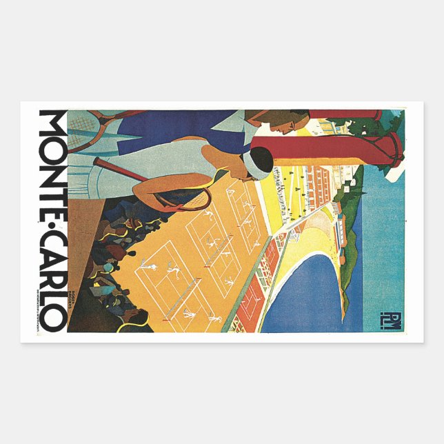 Sticker Rectangulaire Tennis à Monte Carlo (Devant)