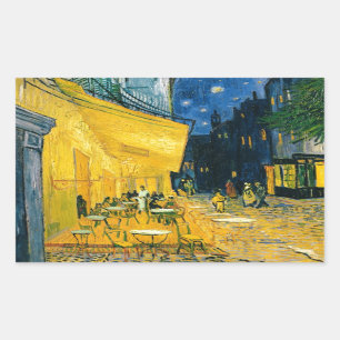Sticker Rectangulaire Terrasse de café de Vincent van Gogh  , Place du