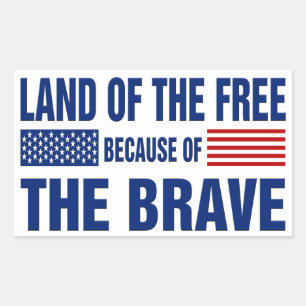 Sticker Rectangulaire Terre de la liberté à cause du courageux (Sticker)