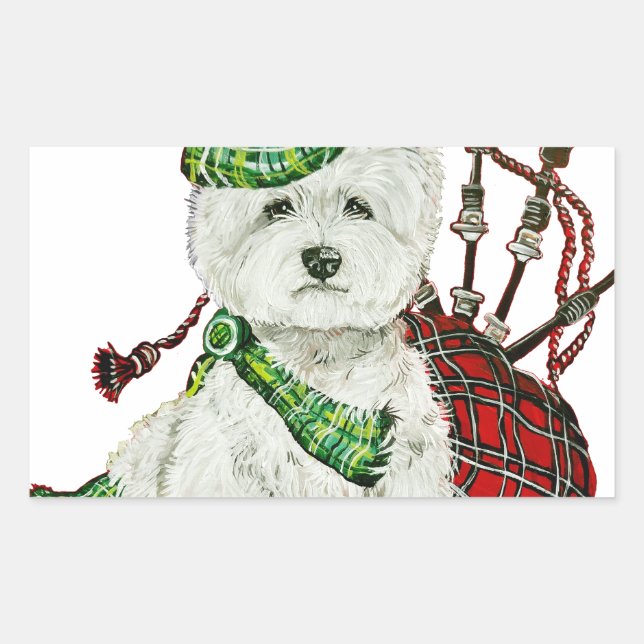 Sticker Rectangulaire Terrier de West Highland (Devant)