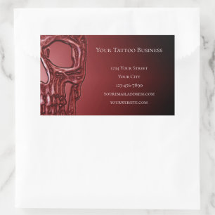 Sticker Rectangulaire Tête de crâne gothique rouge noir lumineux Boutiqu