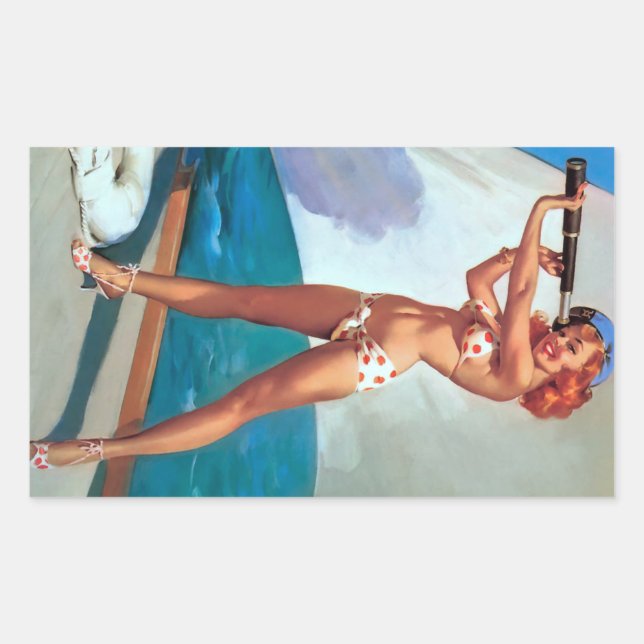 Sticker Rectangulaire Tête rouge avec broche en verre épicé U (Devant)