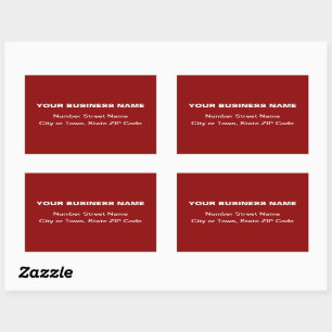 Sticker Rectangulaire Texte brut Adresse professionnelle en rouge