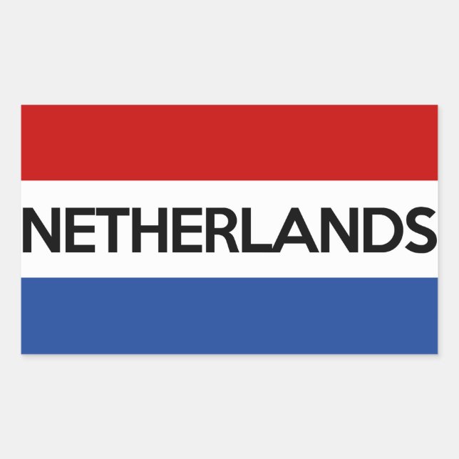 Sticker Rectangulaire Texte du symbole du pays de Pays-Bas (Devant)