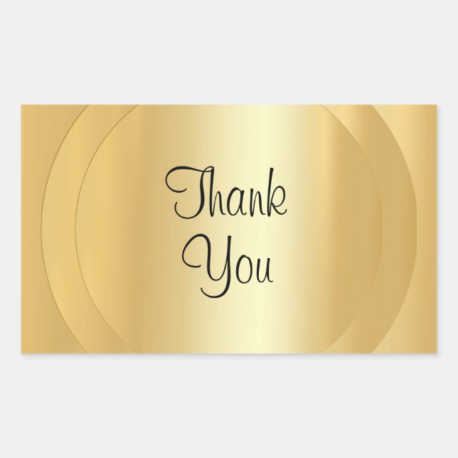 Sticker Rectangulaire Texte manuscrit Merci de script Faux Gold Modern (Devant)