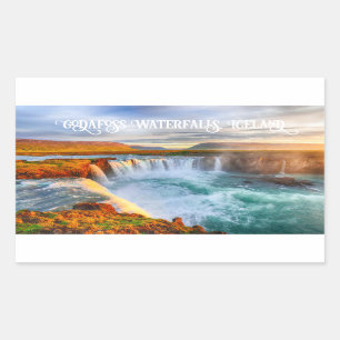 Sticker Rectangulaire Texte Personnalisé Cascades de Godafoss, Islande