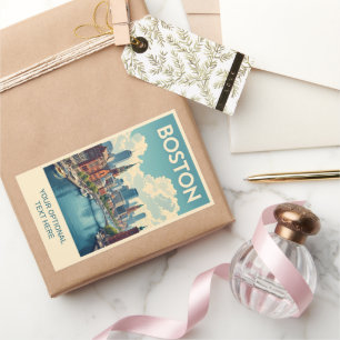 Sticker Rectangulaire Texte personnalisé Massachusetts Boston