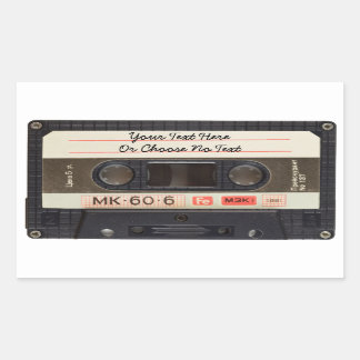 Sticker Rectangulaire Texte Personnalisé / Retro Love Musique Cassette M