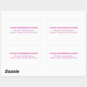 Sticker Rectangulaire Texte rose clair Adresse professionnelle sur blanc
