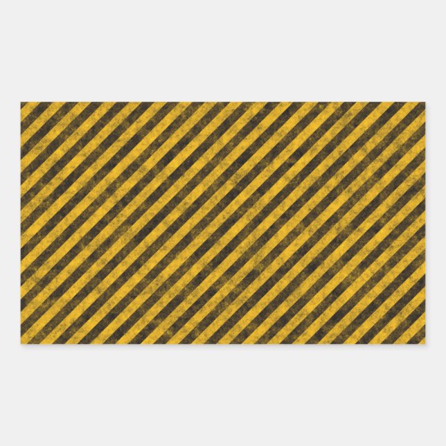 Sticker Rectangulaire Texture des rayures de danger jaune et noir (Devant)