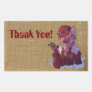 Sticker Rectangulaire Thank You wolf