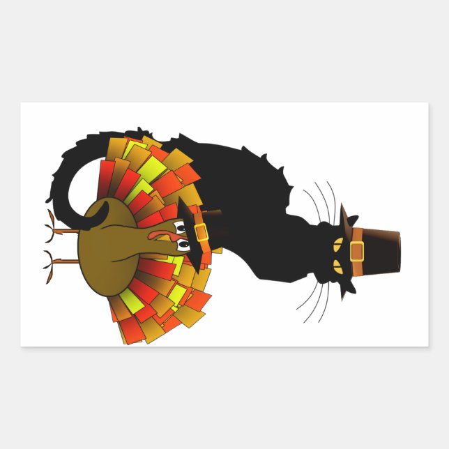 Sticker Rectangulaire Thanksgiving Le Conversation Noir avec le pèlerin  (Devant)