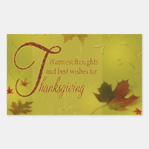 Sticker Rectangulaire Thanksgiving veut typographie Feuilles