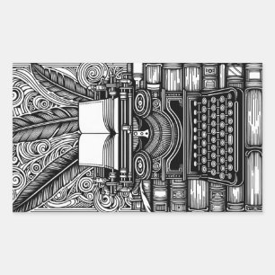 Sticker Rectangulaire Thème vintage Writer 3 Couleur moi