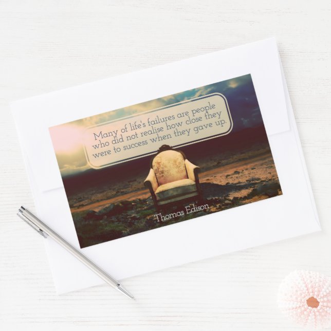 Sticker Rectangulaire Thomas Edison Citation Inspirationnelle "Échecs" (Enveloppe)