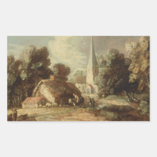 Sticker Rectangulaire Thomas Gainsborough - Paysage avec chalet