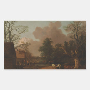 Sticker Rectangulaire Thomas Gainsborough - Paysage avec Milkmaid