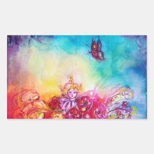 STICKER RECTANGULAIRE THUMBELINA, PANIER À FLEURS ET BOUTEILLE