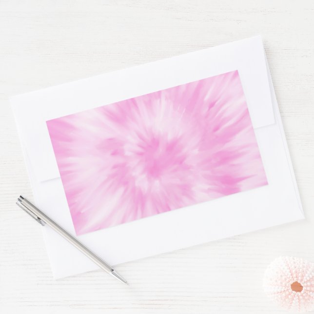 Sticker Rectangulaire Tie Dye Pastel Spirale rose Tendance du Tye (Enveloppe)