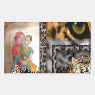 Sticker Rectangulaire Tigre & Couple Impression d'art