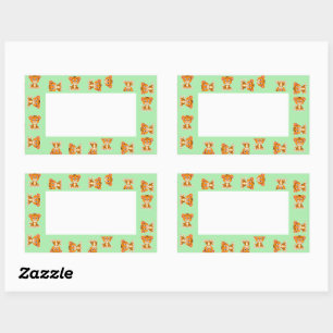 Sticker Rectangulaire Tigres sur motif vert