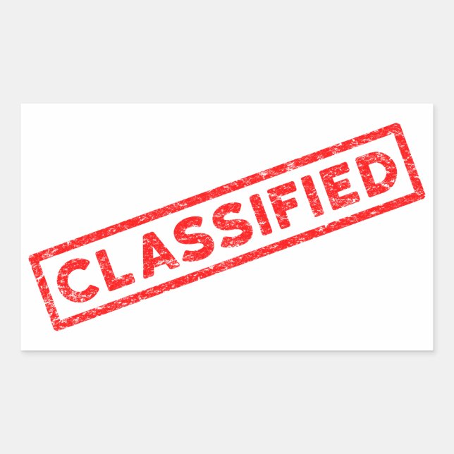 Sticker Rectangulaire Timbre en caoutchouc rouge classifié (Devant)