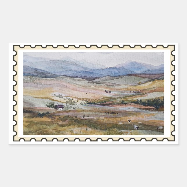 Sticker Rectangulaire Timbre faux d'Écosse (Devant)