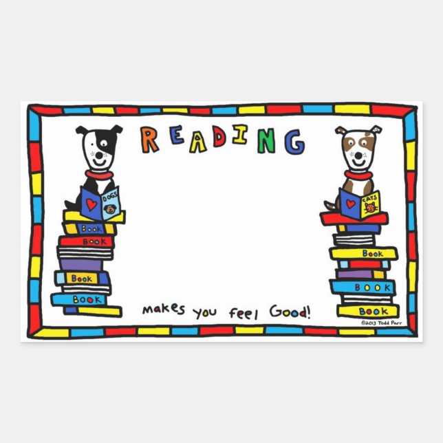 Sticker Rectangulaire Todd Parr - Réservez la bibliothèque de la Journée (Devant)