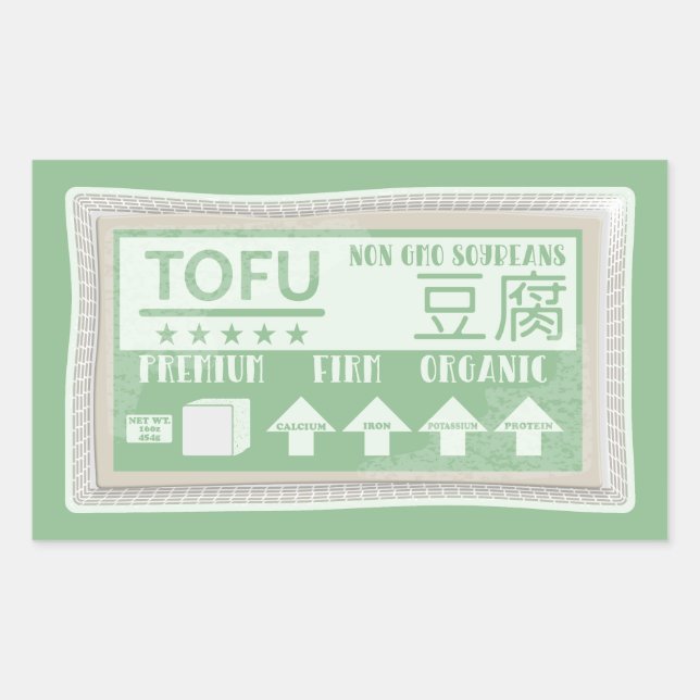 Sticker Rectangulaire Tofu Vegan Cuisine végétarienne (Devant)