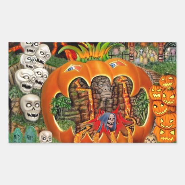 STICKER RECTANGULAIRE TOMBES TIKI FRAÎCHES (Devant)