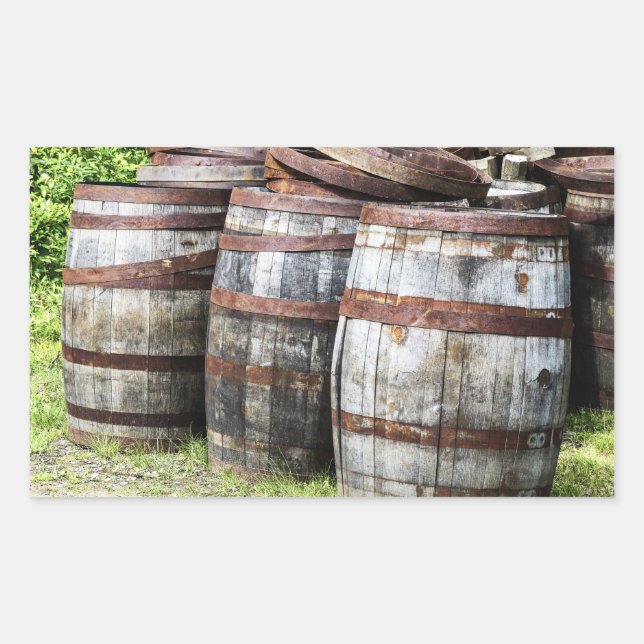 Sticker Rectangulaire Tonneaux en bois (Devant)
