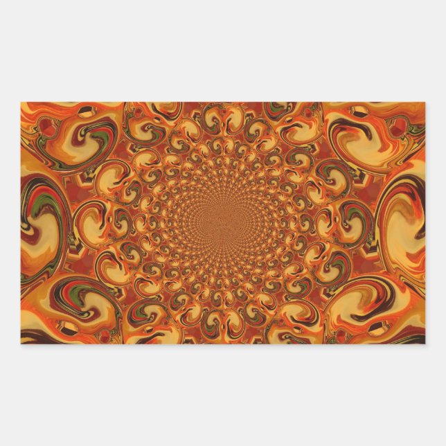 Sticker Rectangulaire Tons Abstraits orange, marron et vert (Devant)