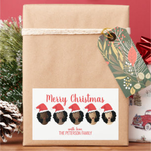 Sticker Rectangulaire Tons de Melanin, Femmes noires, Joyeux Noël