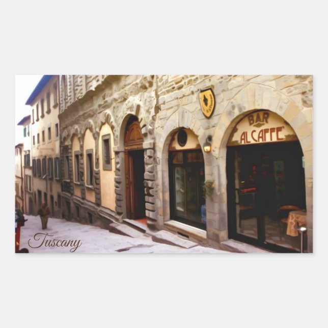 Sticker Rectangulaire Toscane. Italie. Cortona. (Devant)