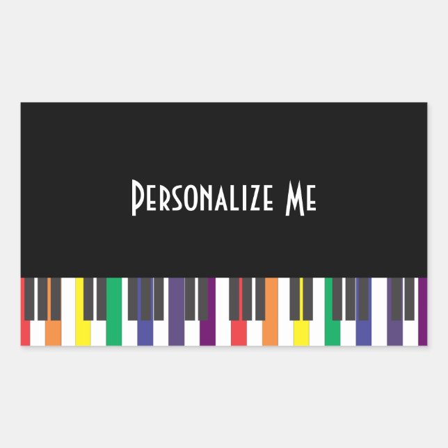 Sticker Rectangulaire Touches de piano arc-en-ciel (Devant)