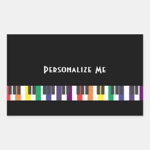 Sticker Rectangulaire Touches de piano arc-en-ciel