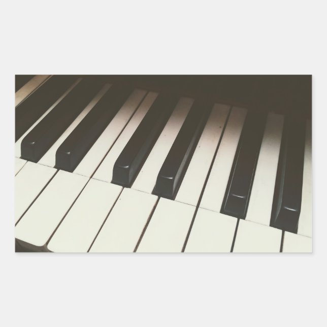 Sticker Rectangulaire Touches de piano - Photographie noir et blanc élég (Devant)